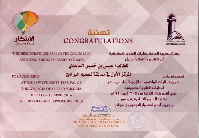First Prize — Software Design Competition